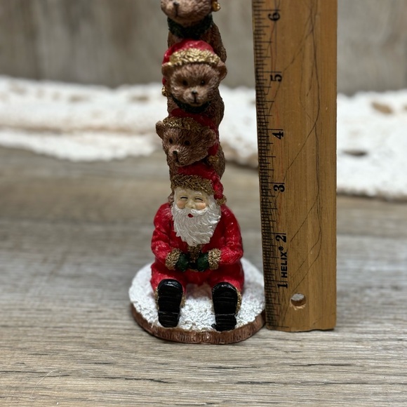 Santa Statue Sitting with 3 Bears on Top Christmas Holiday Decoration - Picture 6 of 12